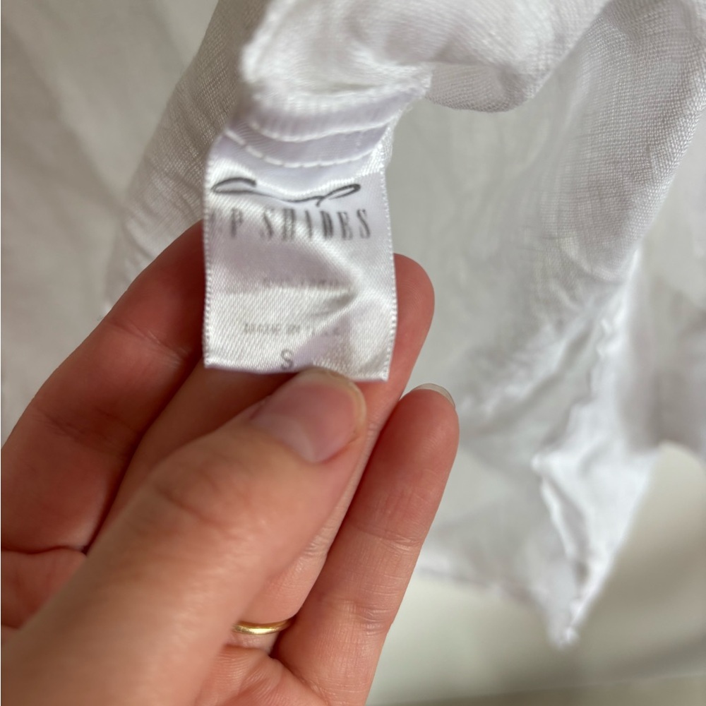 CP Shades White Ruffle-Trim Button Front long Shirt - Picture 3 of 7
